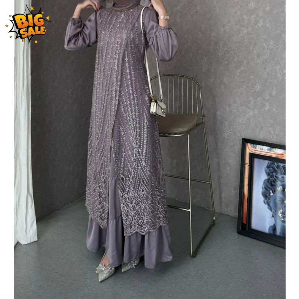 Baju Gamis Brokat Livia dress Baju Pesta Kondangan Terbaru Gamis Mewah 2024 Gaun Brokat Pesta Mewah