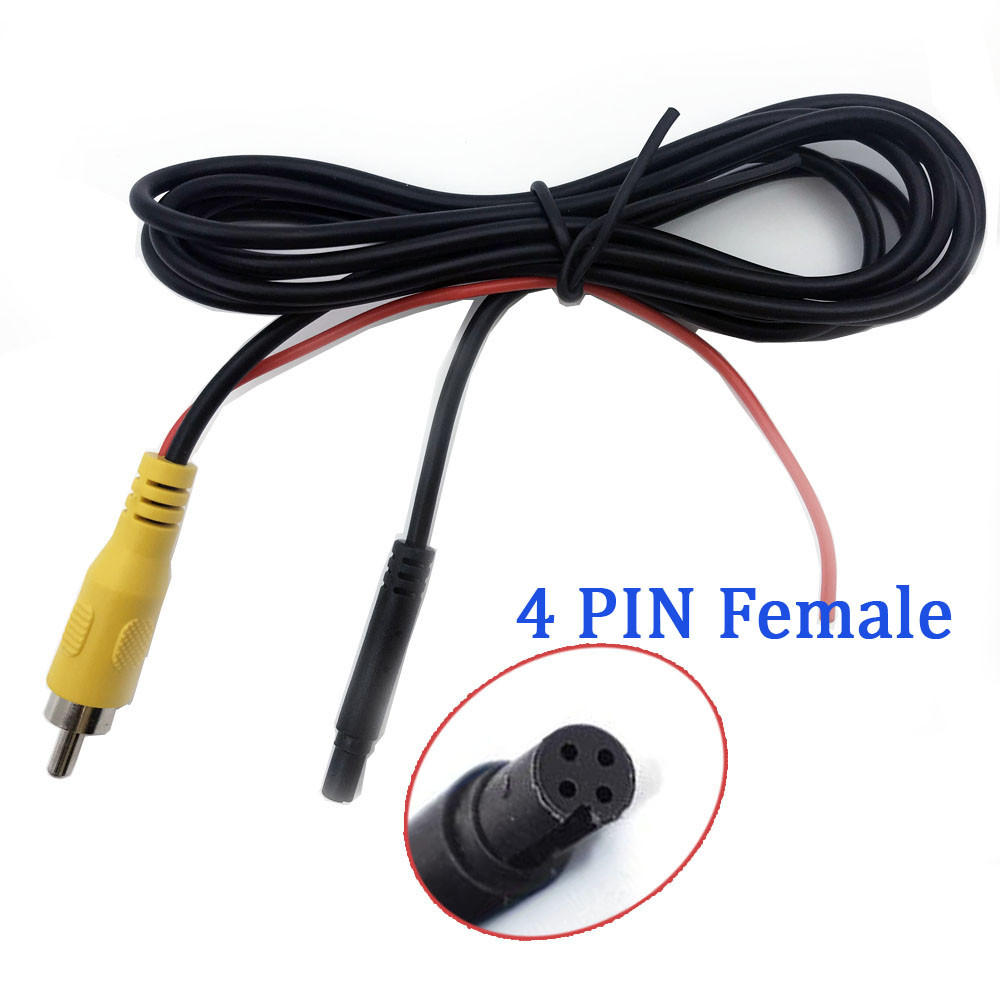 Car Camera Adapter Cable 4P 4-pin Interface To RCA Male Extension Cable 1.5 Meters Length