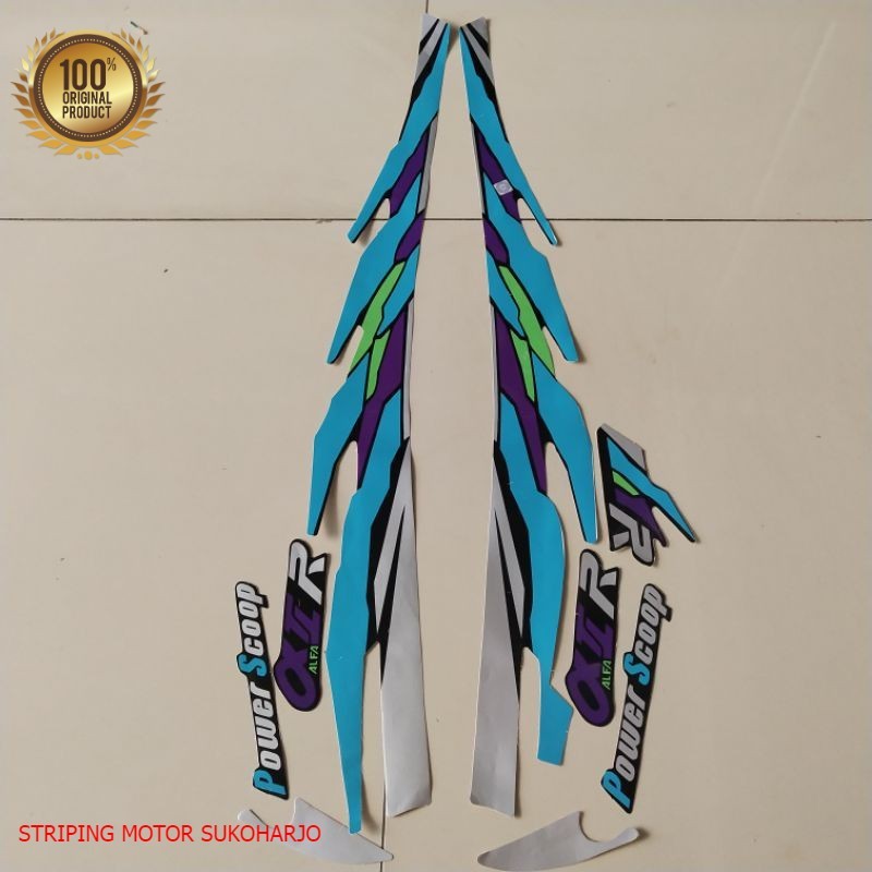 (ORI) Striping Yamaha v100/Alfa Alfa 100 power scoop striker Lis body c motor kualitas original