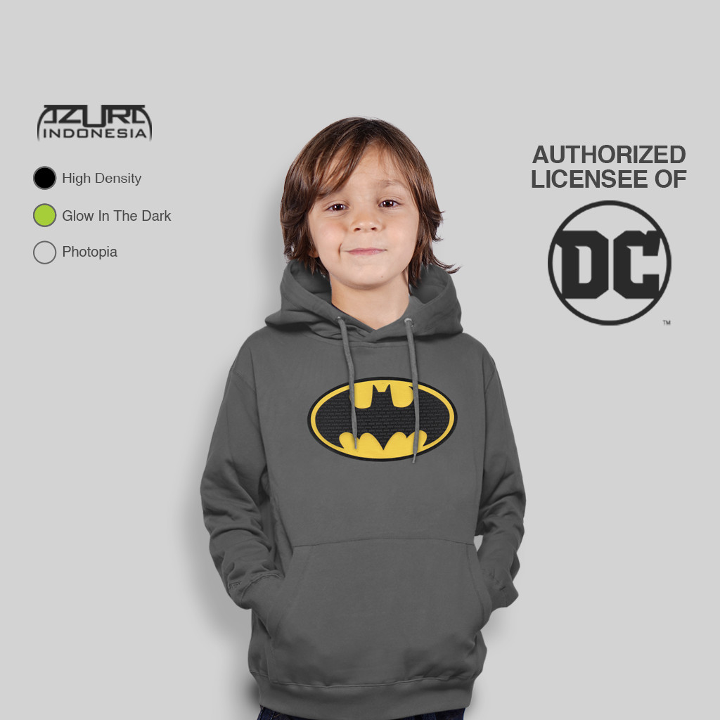Azura Hoodie DC Comics Original Batman Masking Pattern Comic Logo Abu Tua Glow Anak