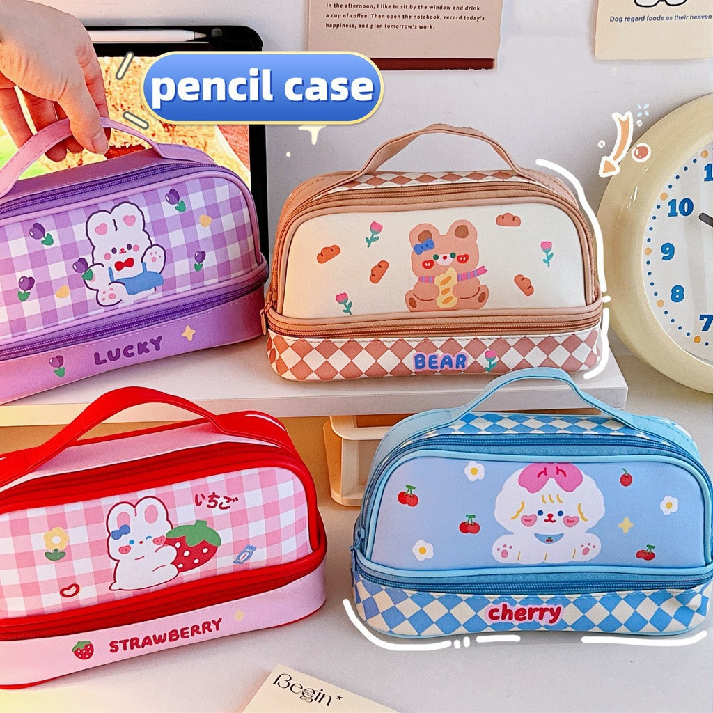 

Tempat pensil berkapasitas besar/tas kosmetik berlapis ganda/tas penyimpanan