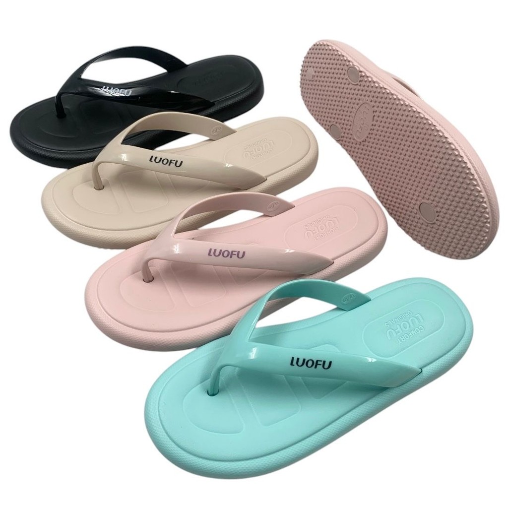 LUOFU Sandal Jepit Karet Empuk Wanita Import E7196-BRWS (W3)