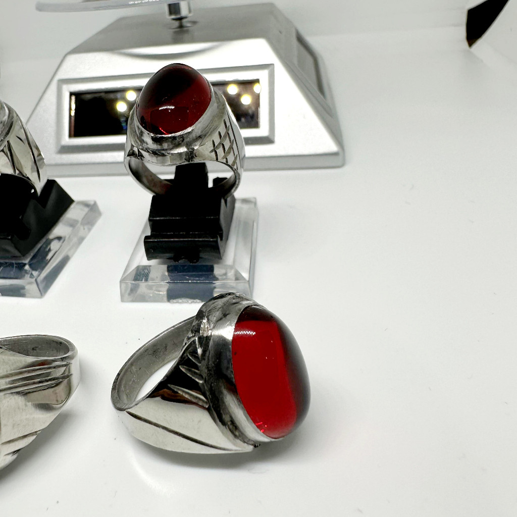 TITANIA AYO COD. Cincin Batu Akik Merah Siem Jumbo / Siam / Cincin Merah High Quality Halus, Ring Ti