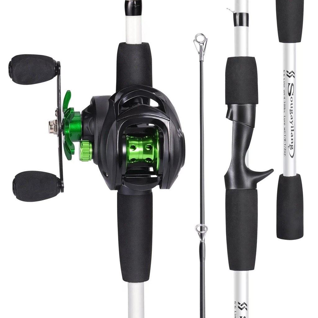Sougayilan Baitcasting Fishing Rod and Reel Set Casting Rod 7.2:1 Gear Rantio Trolling Fishing Reel 