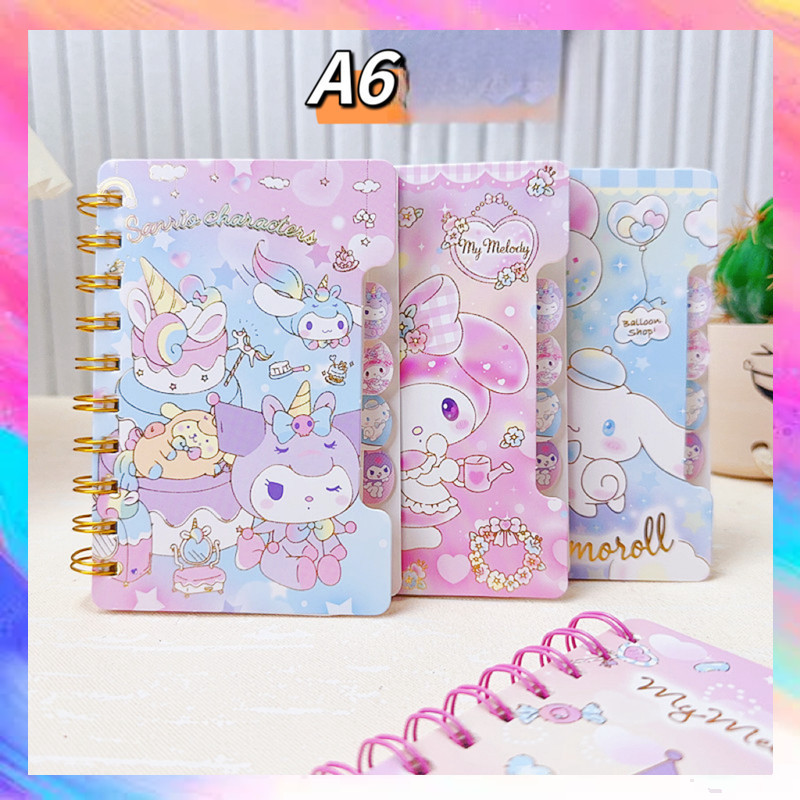 

Notebook Ring A6 Buku Diary Aesthetic Buku Catatan Coil Book Sanrio Kuromi Melody Labubu - GF0519
