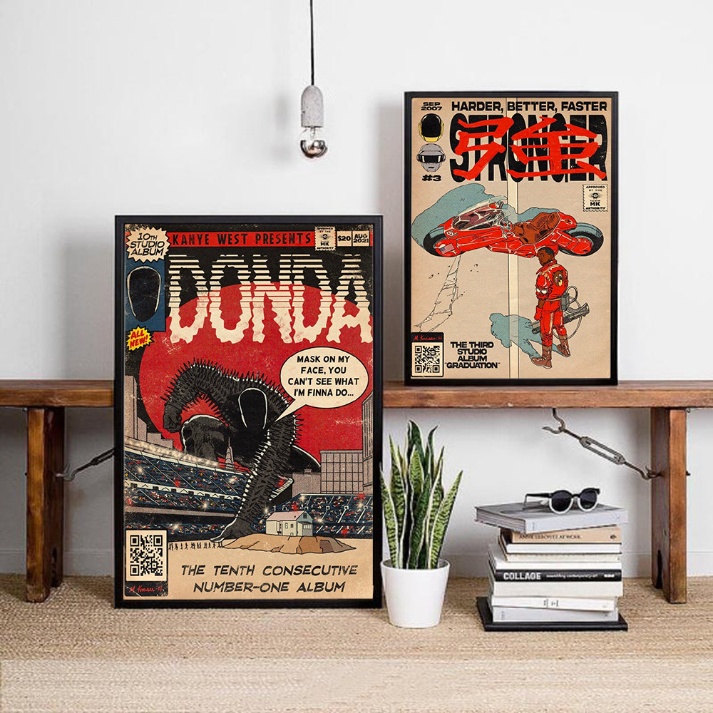 

Kanye West Poster Vintage Stronger Fantasy Album Cover Canvas Painting Wall Picture Art Hip Hop Comics Rap Prints Home Decor