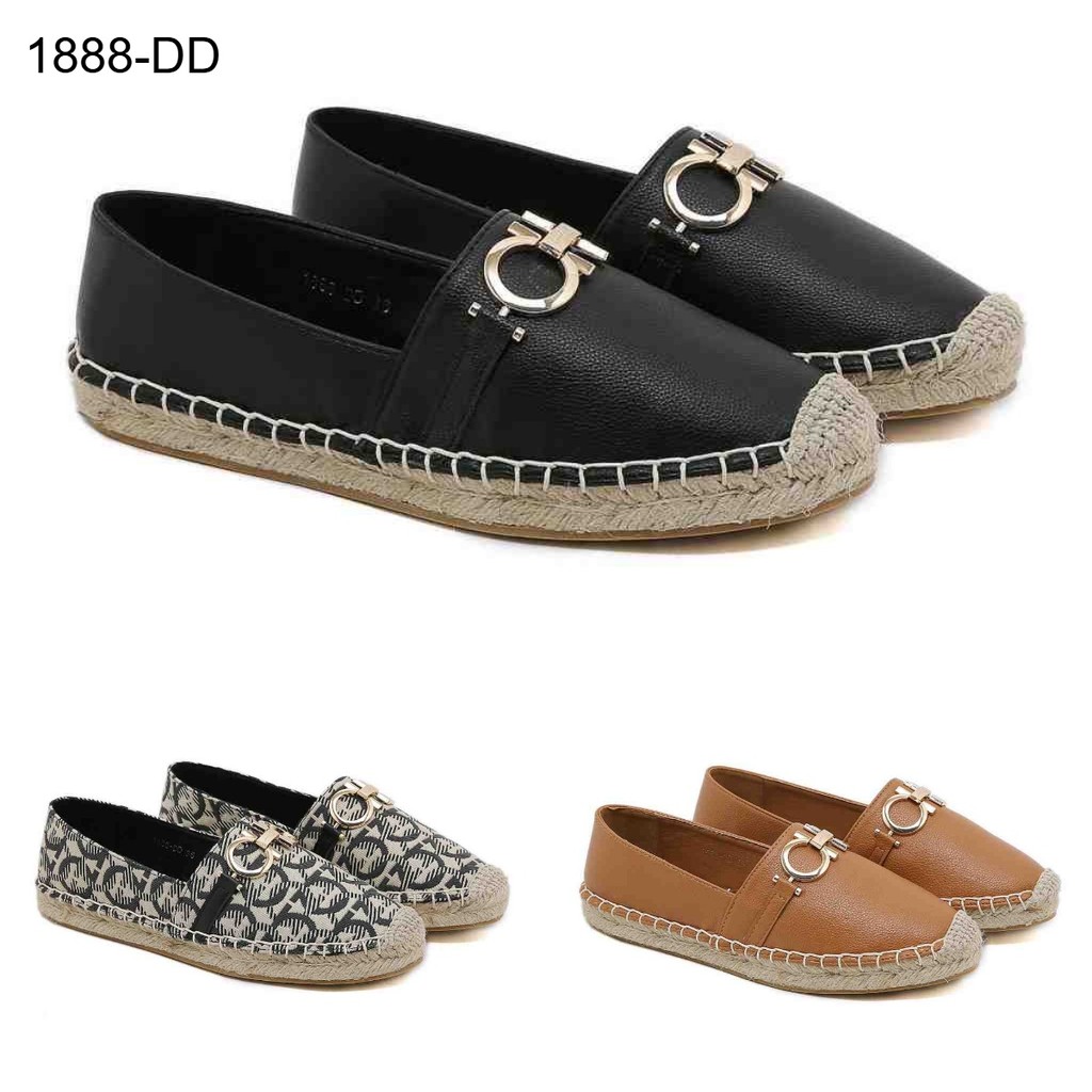BSBPO SEPATU ESPADRILLES WANITA #1888-DD SEMI PLATINUM FREE BOX PANTOFEL LOGO TEPLEK FASHION KOREA
