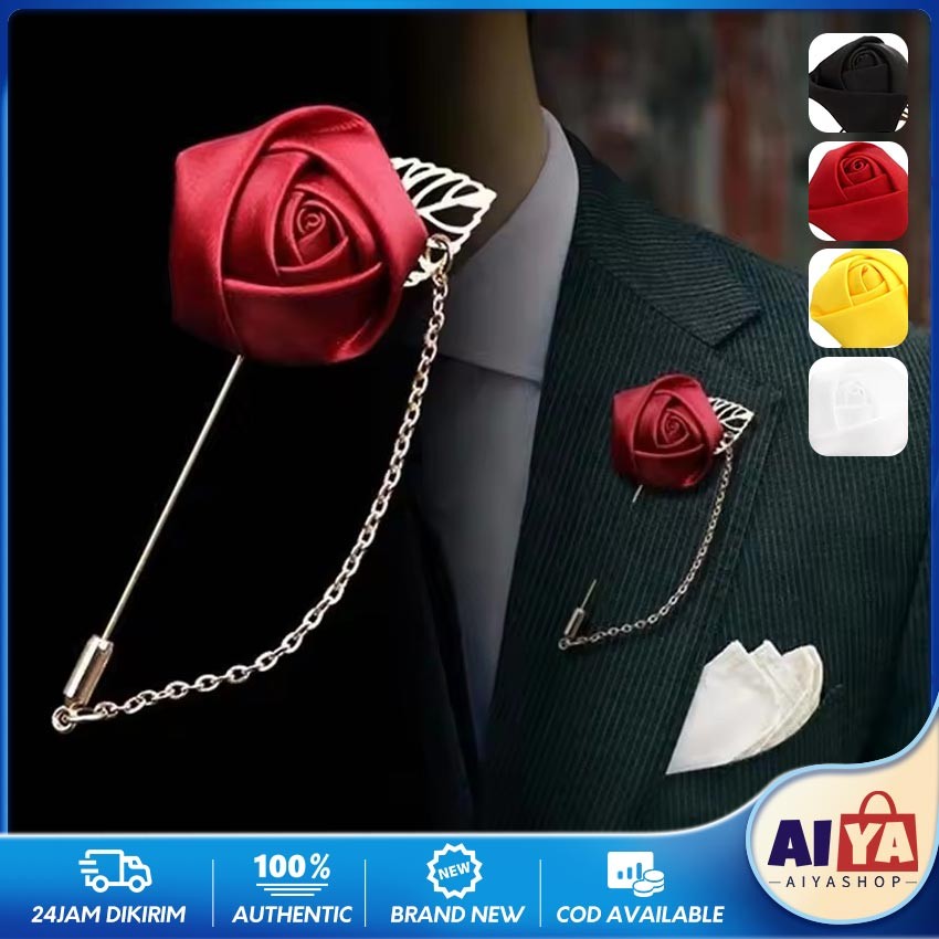 Corsage Bunga Jas Pria Folded Rose Flower Brooch For Grooms Bros/Tuspin Bunga Hiasan Jas / Corsage -