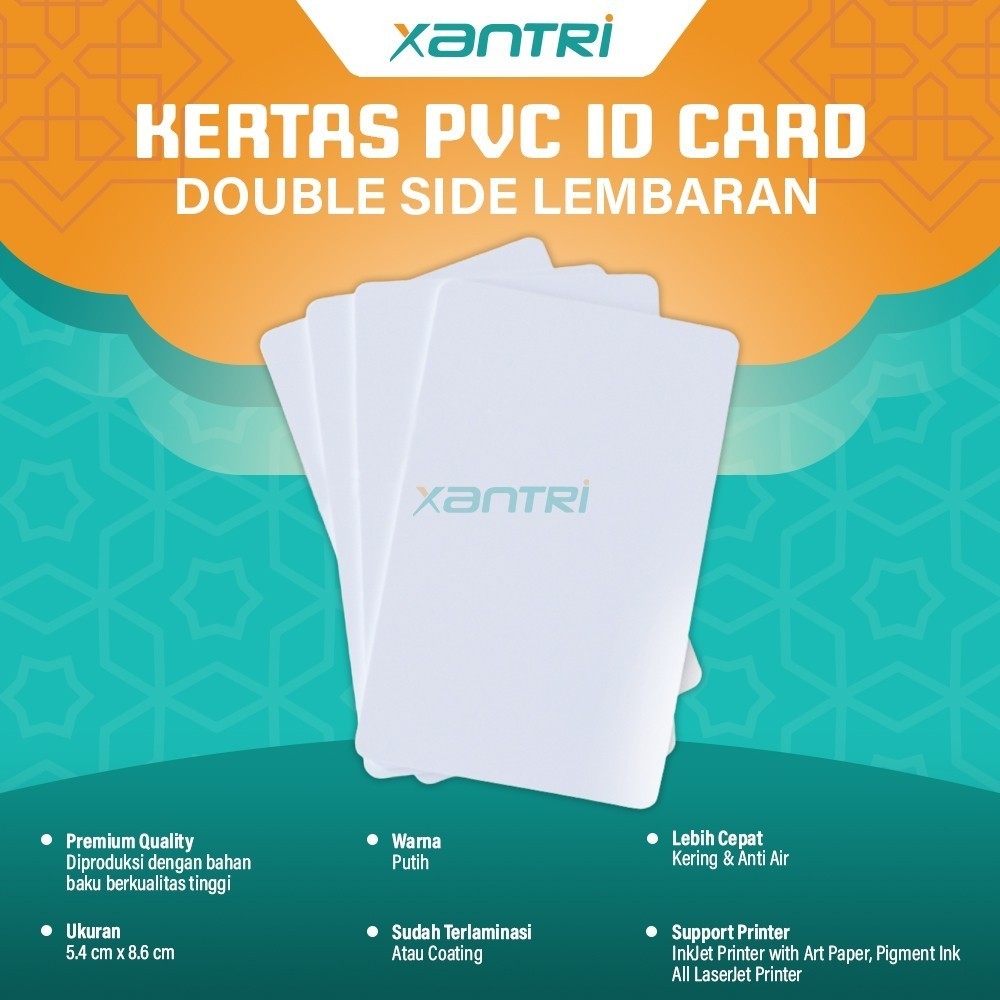 

Xantri - Kartu PVC Polos Blank iD Card Inkkjet Tanpa Chip Thermal Overlay ISO