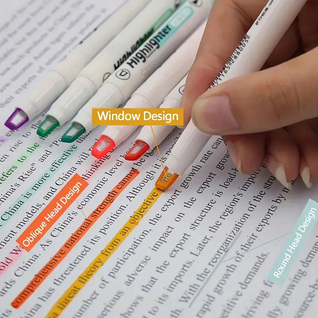 

6-Pack Clear View Highlighter Pens - Soft Light Colors, Visible Tip for Precise Marking, Ideal for Students, School, and Office