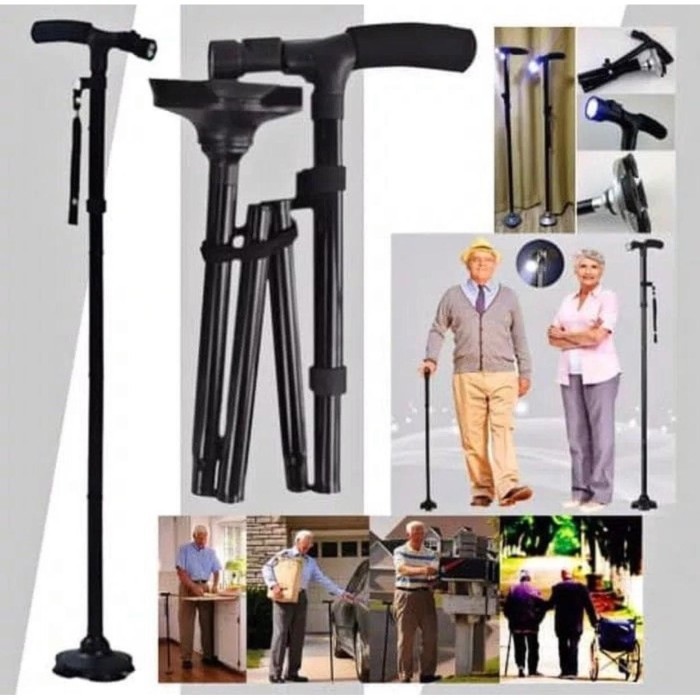 Tongkat Lipat Lampu / Tongkat Lipat Orang tua portable / Tongkat bantu
