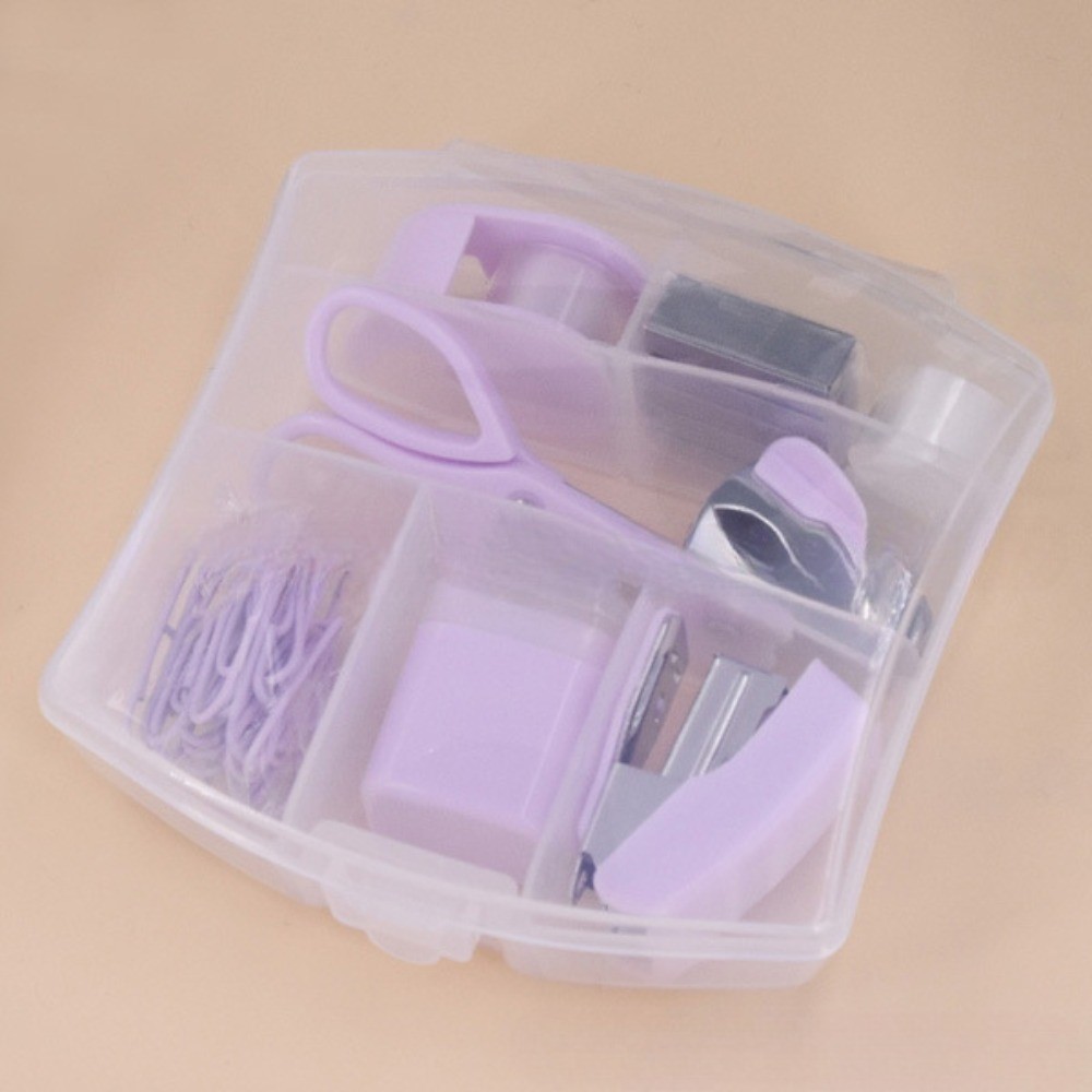 

8Pcs/Set Mini Stapler Set Includes Mini Stapler Scissors Staple Remover Staples Tape with Transparent Box Student Stationery