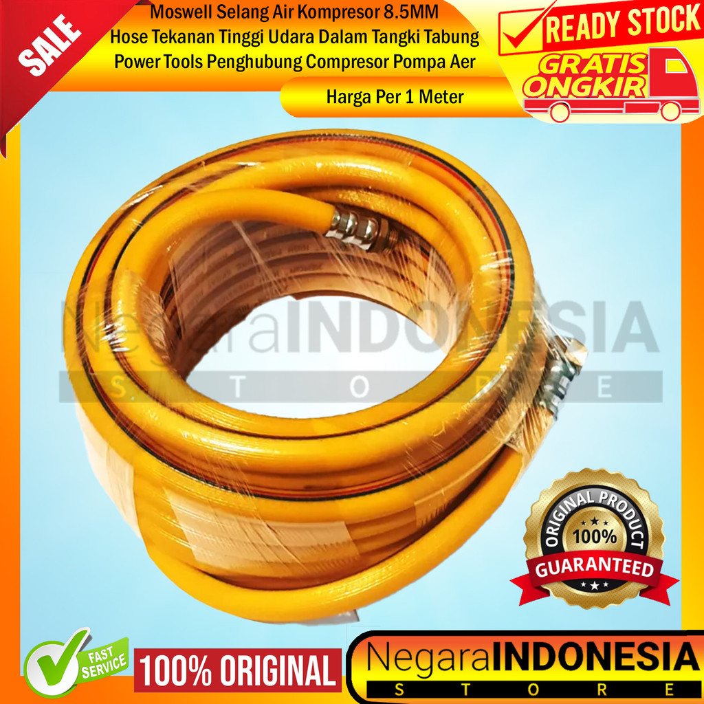 Moswell Selang Air Angin 8.5 Mm Kompresor Per 1 Meter Slang Angen Hose Tekanan Tinggi Komperesor Com