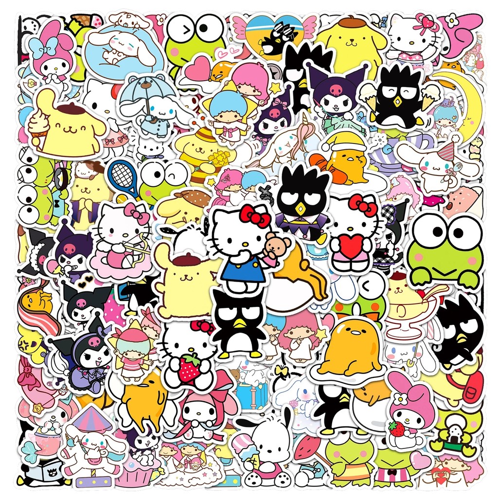 

10/30/50/100PCS Sanrio Anime Cartoon Stickers Hello Kitty Cinnamoroll Keroppi Kuromi Suitcase Laptop DIY Cute Sticker Decal Gift
