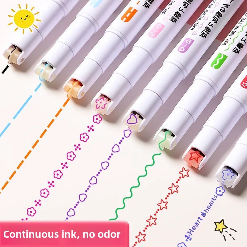 

3/6PCS Flower Shape Outline Pens Highlighter Marker Curve Roller Tip Pen Stationery Graffiti School Acsesories Gift