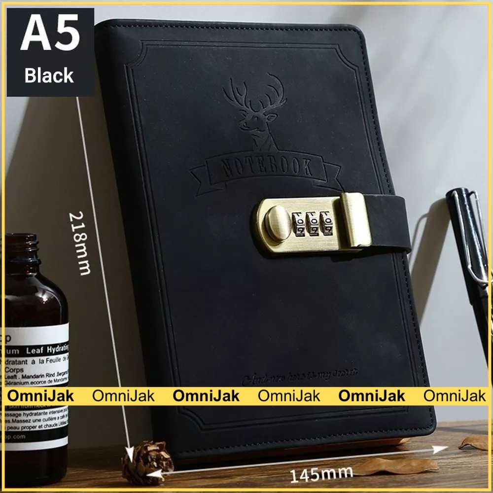 

TODDI Buku Jurnal Leather Notebook Diary 80GSM 265 Halaman with Lock - TD-A5