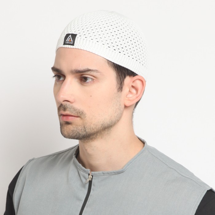 Peci Rajut Premium Dewasa & Remaja / Peci Rajut AHSAN - Putih