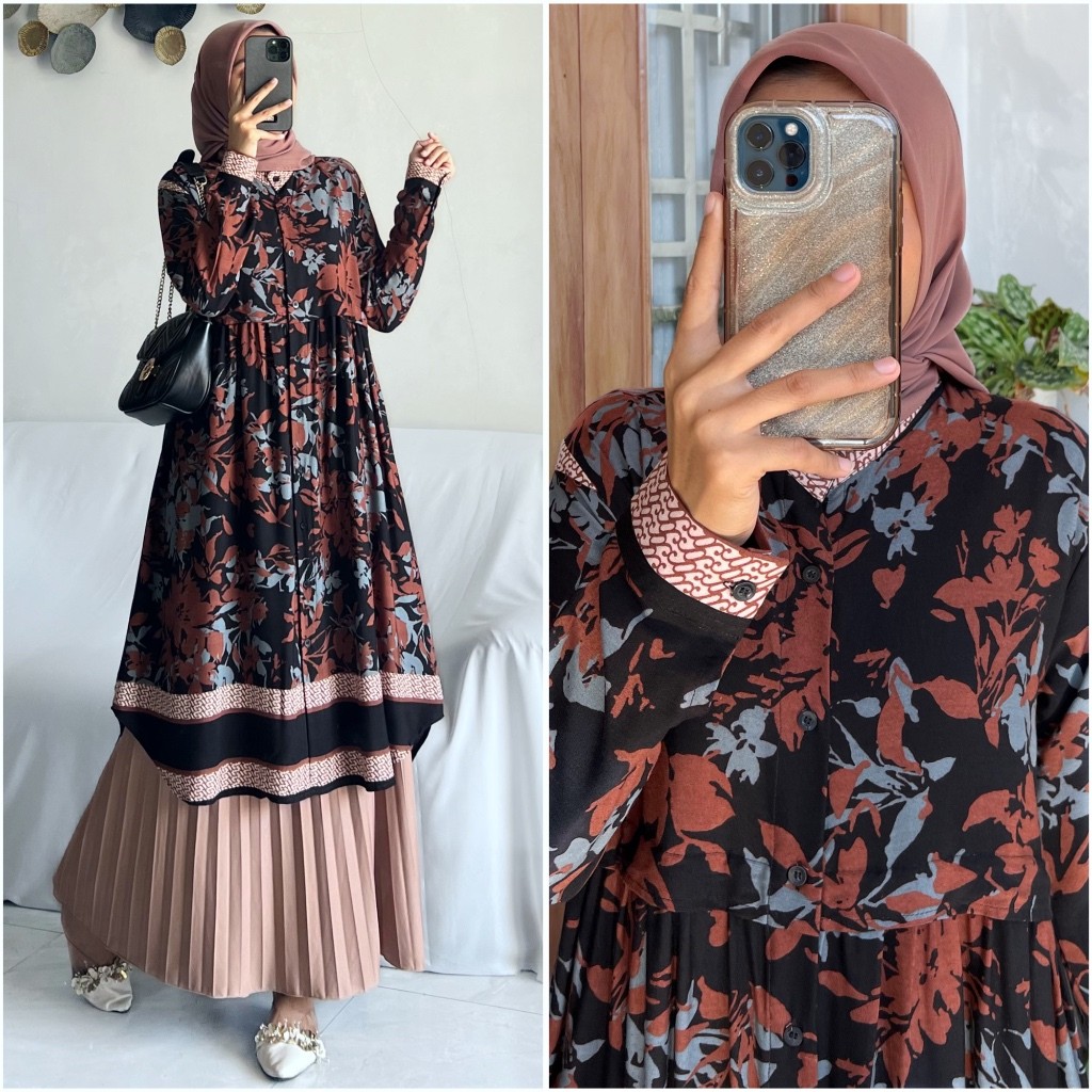 Sabiya Tunik by CODELINE / Tunik Motif Bunga Etnik Rayon Premium