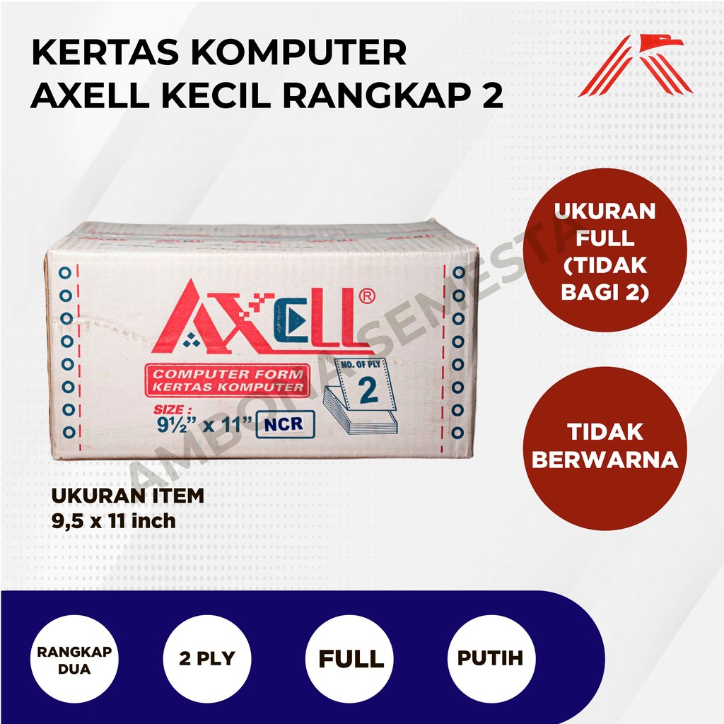 

Continuous Form / Kertas Computer Axell Kecil 2Ply