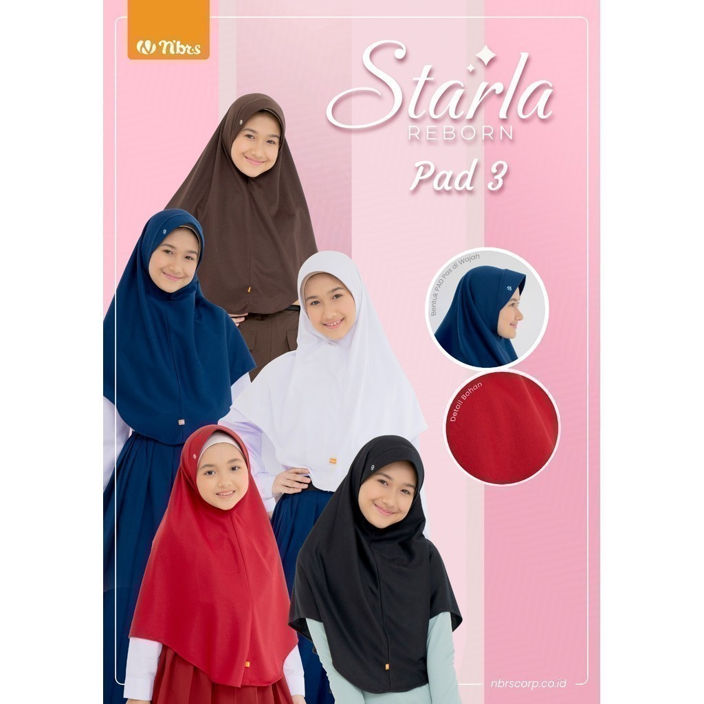 GUDANG NIBRAS 1 Jilbab Pad Bergo Anak Jilbab Sekolah Starla Pad 3,Jilbab Anak Tanggung