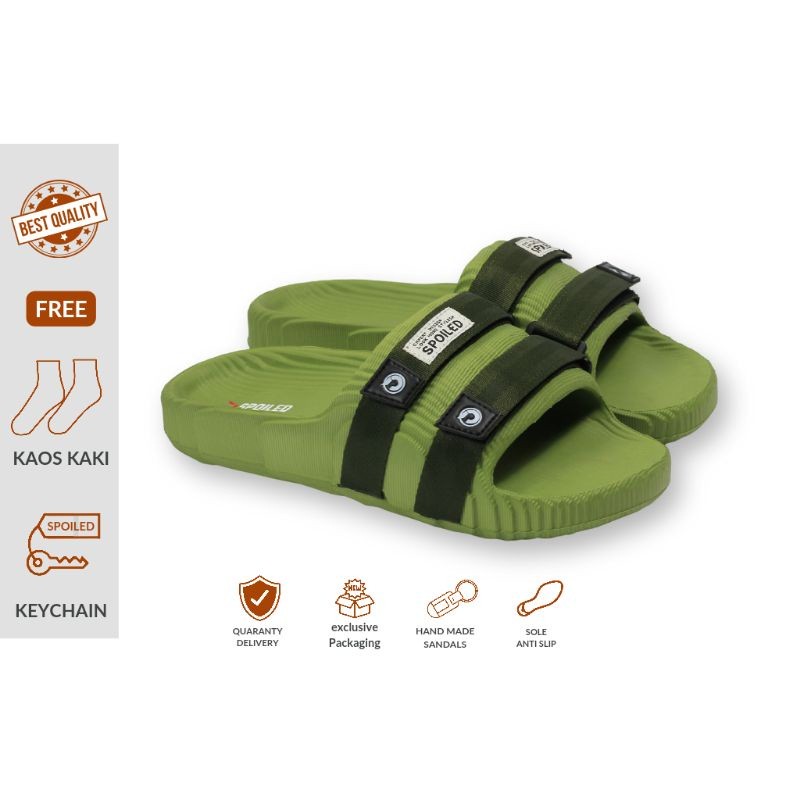 Promo SPOILED - Kyoshi green - Sendal Slide Sandal Casual Pria Slip On Kekinian