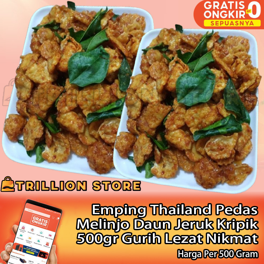 

Emping Thailand 500gr Pedas Manis Renyah Keripik Snack Ringan Melinjo Daun Jeruk Kripik Balado Mlinjo Cemilan Kering Gurih Lezat Nikmat Garing Enak Mantap Ngeprul Krenyes Kriuk Spesial Wangi LLS OlehOleh Lebaran Kemasan Jajanan