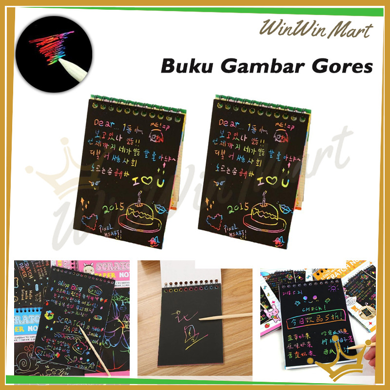 

WWM Buku Gambar Mini Tulis Gores Ajaib Colourfull Scratch Note Paper Note Buku Gambar Anak Anak