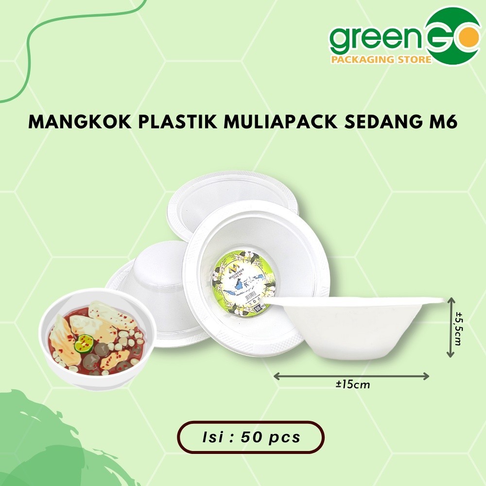 [MS] MANGKOK PLASTIK SEKALI PAKAI M6 15CM 50PCS MULIAPACK UKURAN SEDANG MANGKOK MAKAN PESTA MANGKUK 
