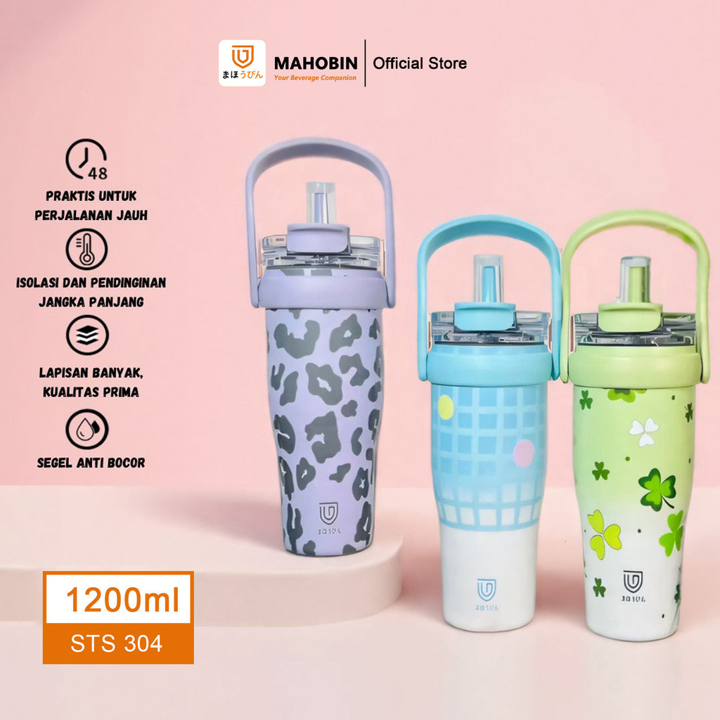 [MAHOBIN] Tumbler Tahan Dingin Aesthetic Stainless Steel Botol Minum SUS 304 Anti Karat1200ml / 1.2 