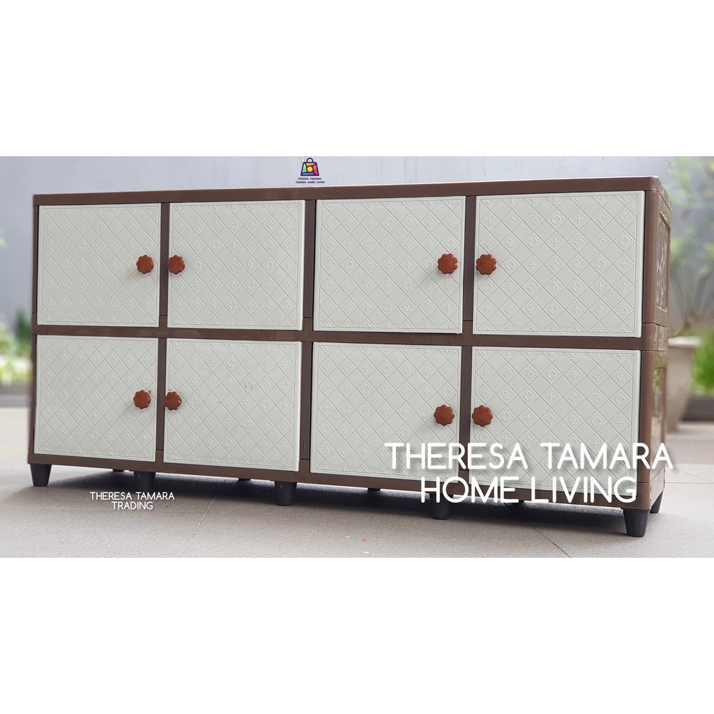 MEJA TV CLUB PLASTIK CLUB QUATRO 2 TV LED 8 PINTU MULTI FUNGSI