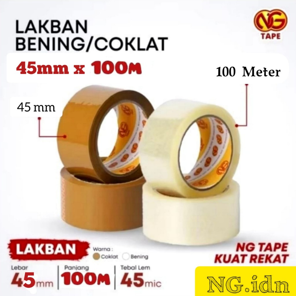

[NG TAPE] - Lakban 45 mm 100 mtr - Lakban Bening & Coklat