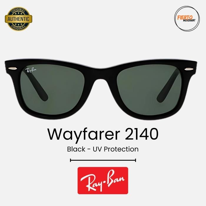 Kacamata Rayban/Ray-Ban Wayfarer 2140 Sunglasses Hitam Anti UV Protection Ori/Original - Hitam Doff