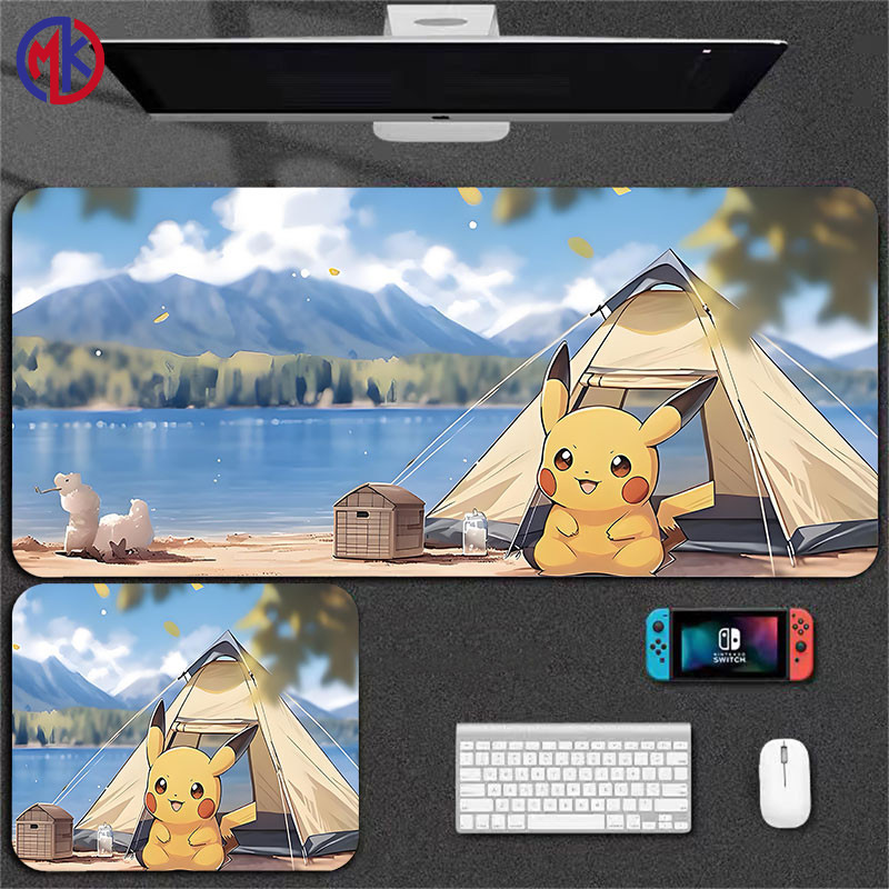 Mousepad Gaming Pad Mousepad Deskmat Keyboard pad Besar Kecil Mousepad Anti Slip Pokemon Pikachu MK 