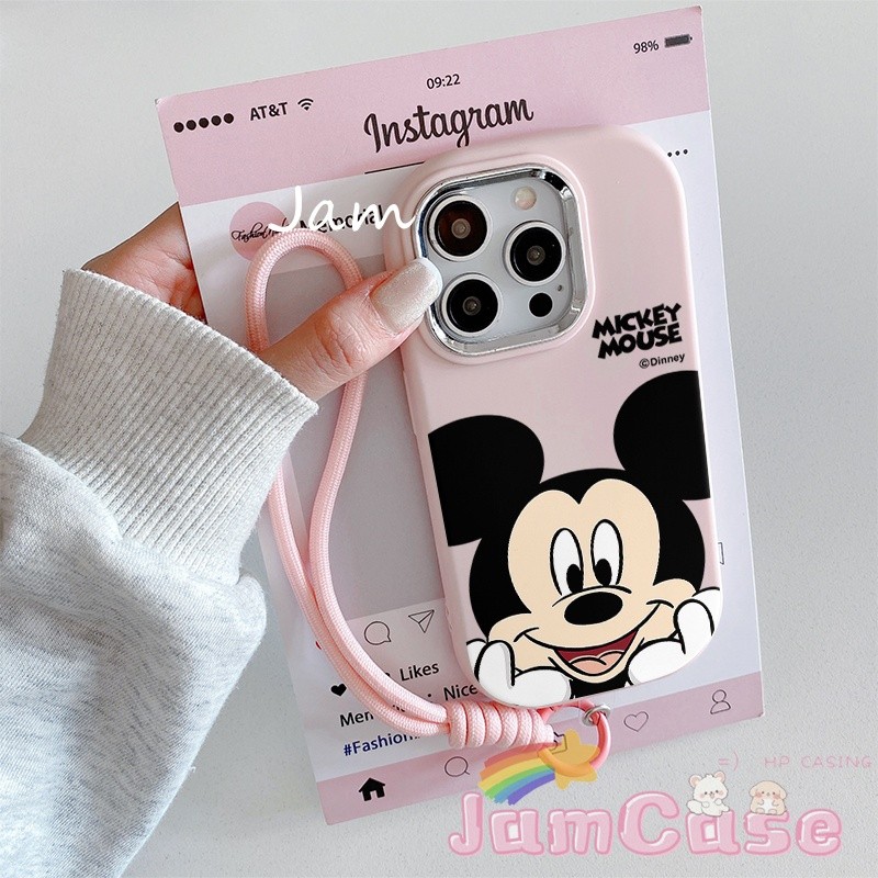 case iPhone 15 Tali kartun dengan tali tangan Casing ponsel cocok untuk iPhone 11 11PROMAXSoftcase M