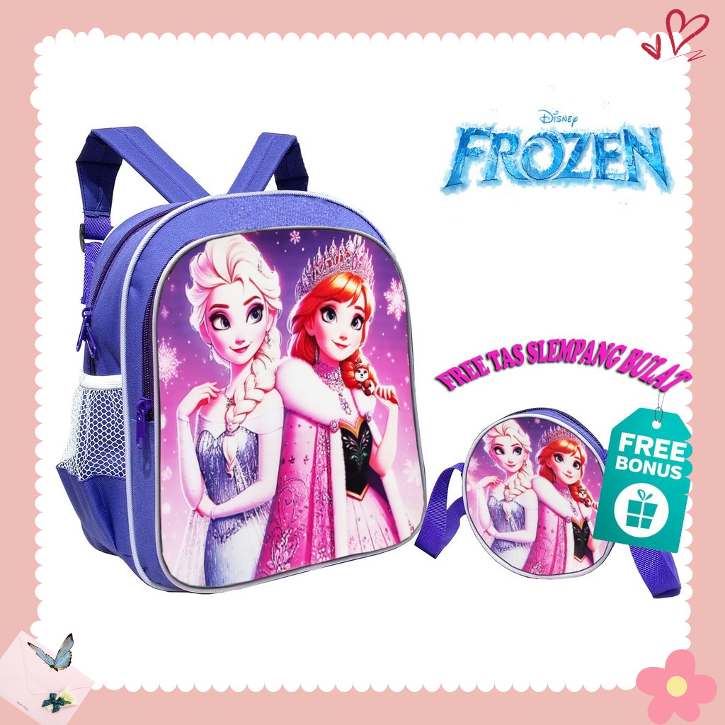 Tas Sekolah Anak PAUD TK Perempuan Ransel Lucu FROZEN Tas Gendong Karakter Terbaru