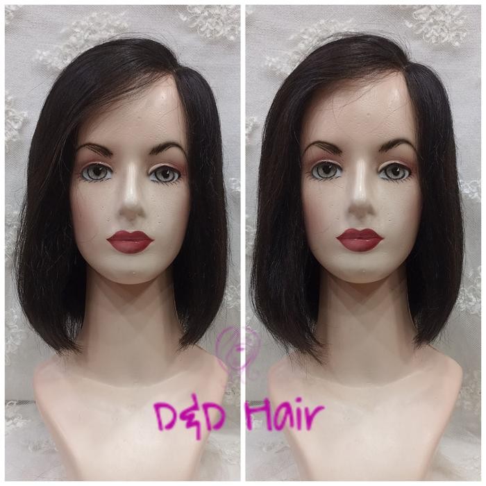 Wig Rambut Asli - Wig Wanita - Wig Bob-2 25cm - Black - Human Hair