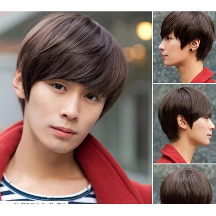 Wig Pria Korea - Rambut Wig Pria Wanita - Hitam