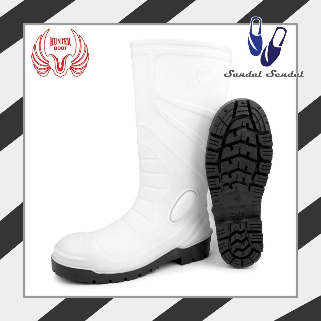 D5 Sepatu Boot Tinggi Hunter Safety 1 Putih