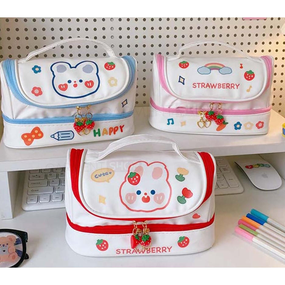 

CORNELSTORE Tempat Pensil Anak Import Lucu Pencil Case Korea Travel Make Up Pouch DIY Sticker Serbaguna Stiker Kelinci Beruang