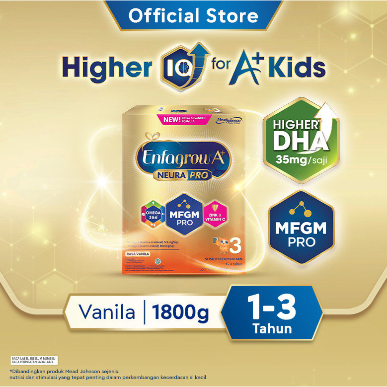 

Enfagrow A+ 3 Susu Formula Anak 1 - 3 Tahun Vanila 1800 gr