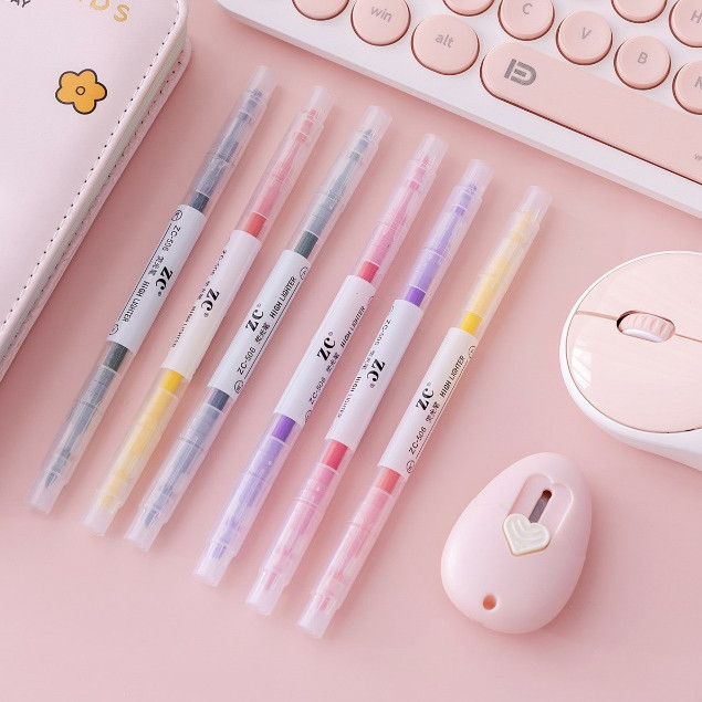 

JHM Highlighter Dua Sisi Warna isi 6Pcs Set Pen 2 sisi Diary Marker Stationery Lucu Unik Penanda Buku Warna Warni Pena Penanda Kepala Ganda 2 Arah
