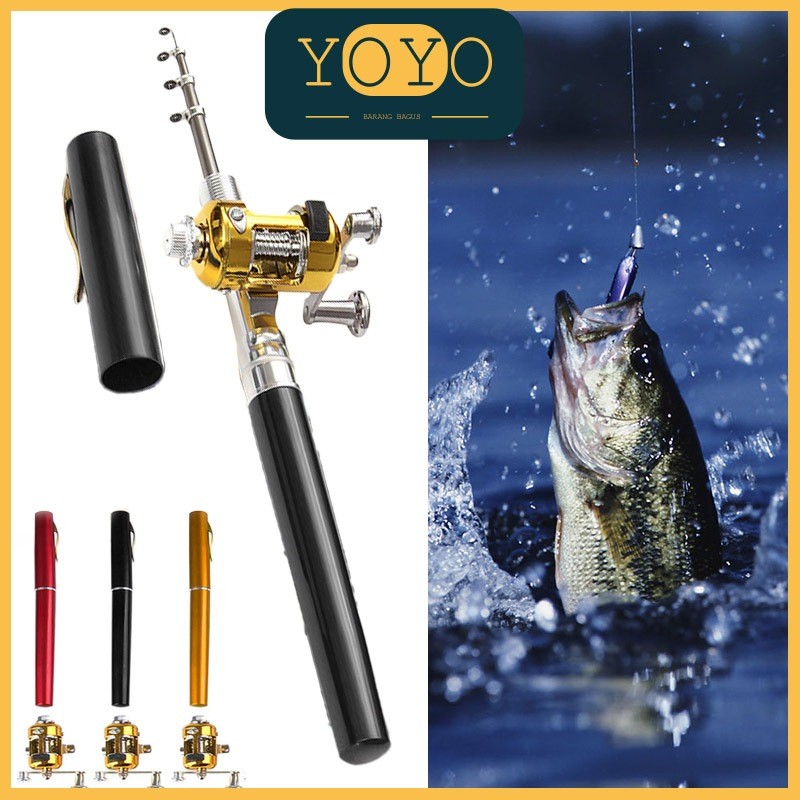SHAFFSHOP Joran Kail Alat Pancing Pulpen Mini Fishing Pancingan Portable Alat Pancing Paket pancinga