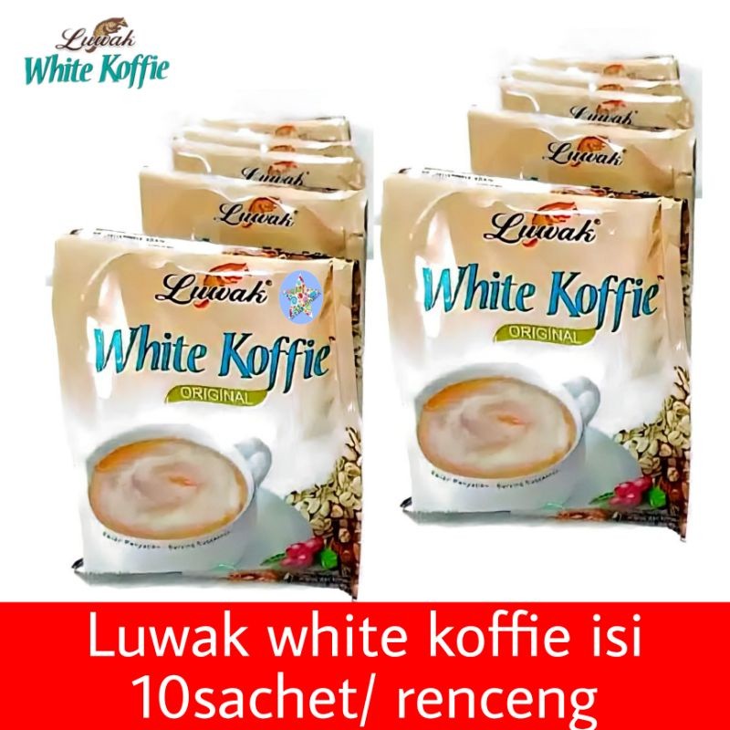 

Luwak White Koffie 1 Renceng Isi 10pcs -Minuman Serbuk Kopi Susu & Krimer
