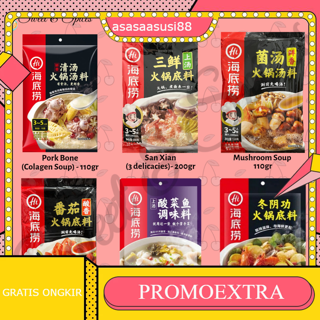 

HAIDILAO Bumbu Shabu Mala Hotpot Sup Hai Di Lao Soup Seasoning Instant Hotpot