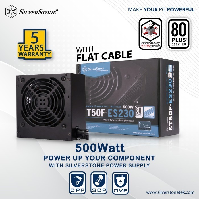 PSU SILVERSTONE 500W 80+ ST50F-ES230 Power Supply 500watt Resmi