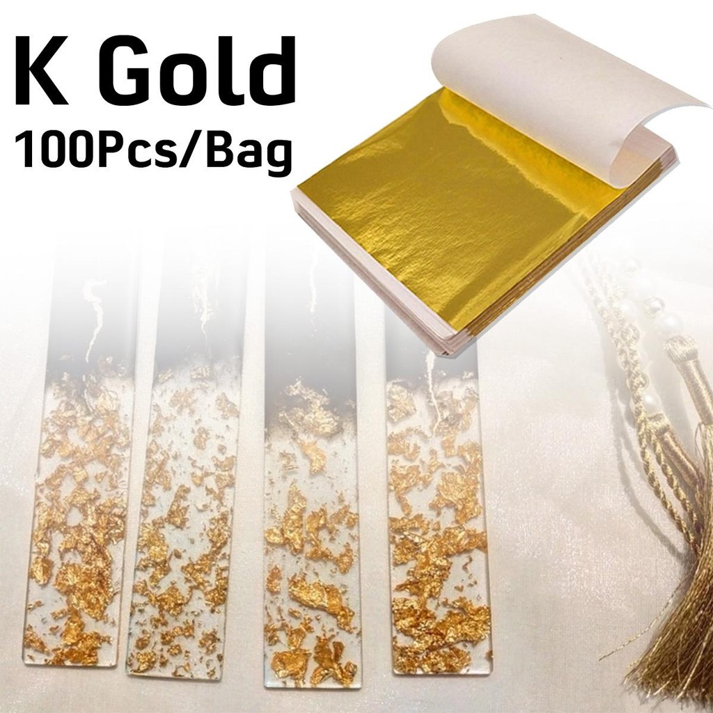 [100PCS] 9x9cm Aluminium Foil Gold / Kertas Metalik Kilap Polos / Kertas Dekorasi Art DIY Sheet Kert
