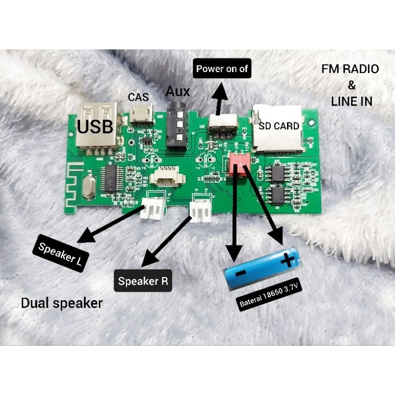 MODUL MESIN MP3 BLUETOOTH DUAL SPEAKER Y-S208D GRES NORMAL