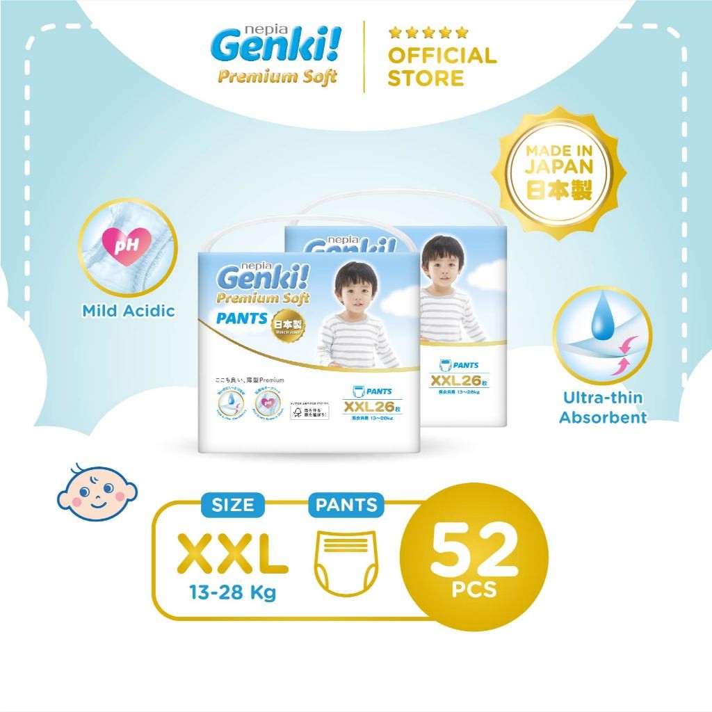 Nepia Genki Pants Popok Celana Bayi Premium Soft Xxl26