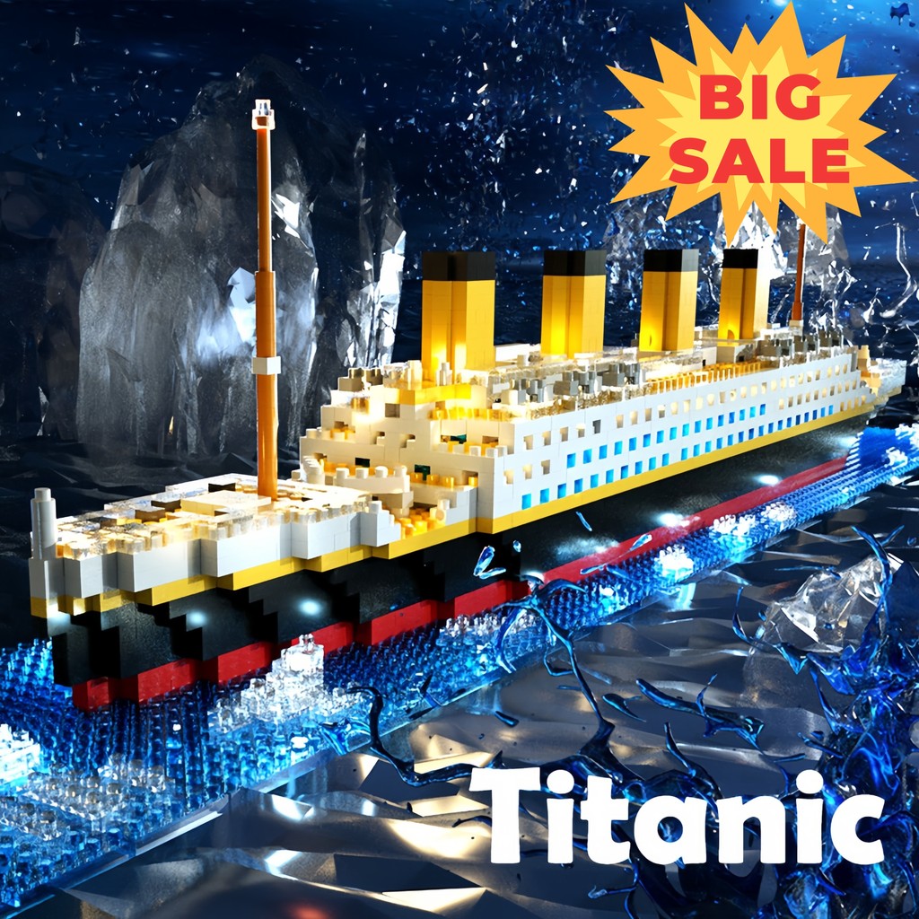 Mainan Kapal Titanic Mini Bricks Model Cruise Ship Model Boa Mainan Anak Laki-laki Block