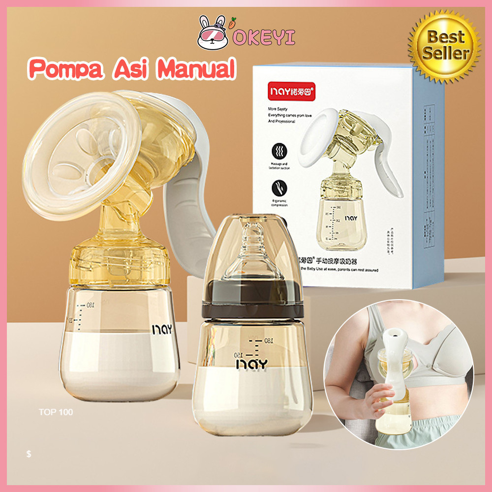 OKEYI Pompa Asi Manual Silikon Nano Breast Pump Alat Pumping Asi